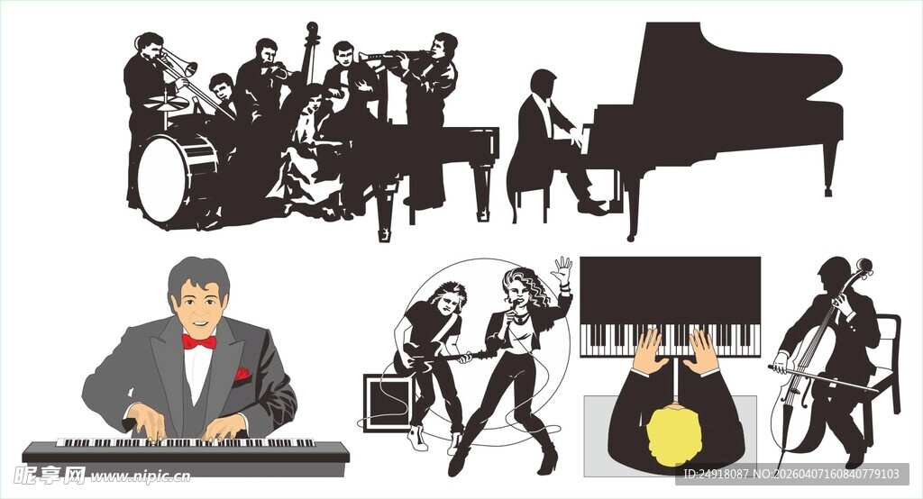 乐队演奏场景与乐器展示