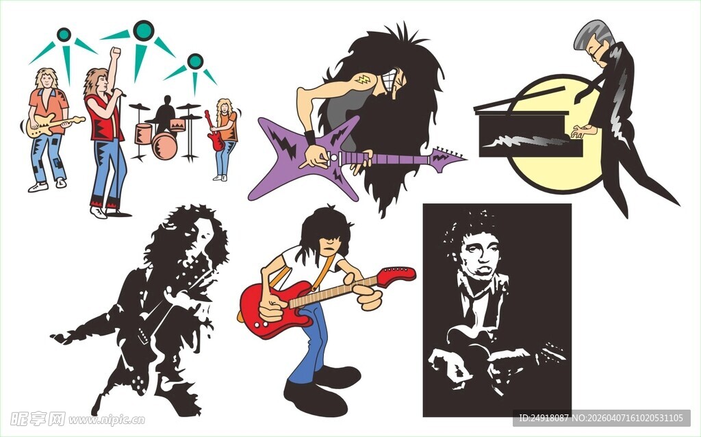 摇滚人物插画集合