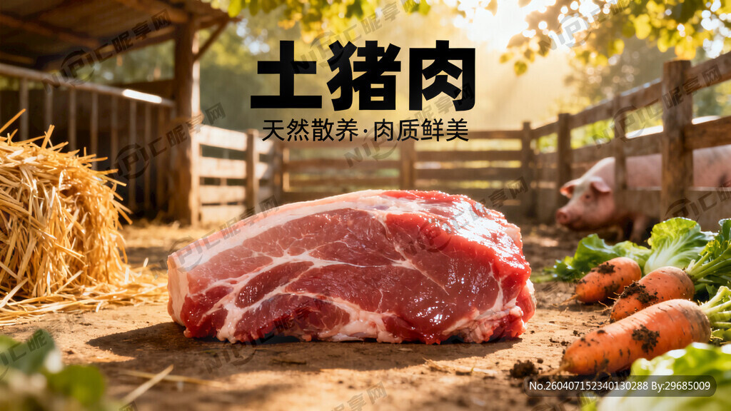设计一张土猪肉的背景图