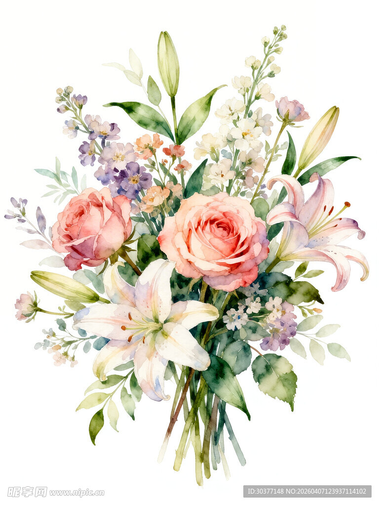 浪漫花卉插画 柔美