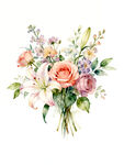 水彩手绘花束缤纷花卉图