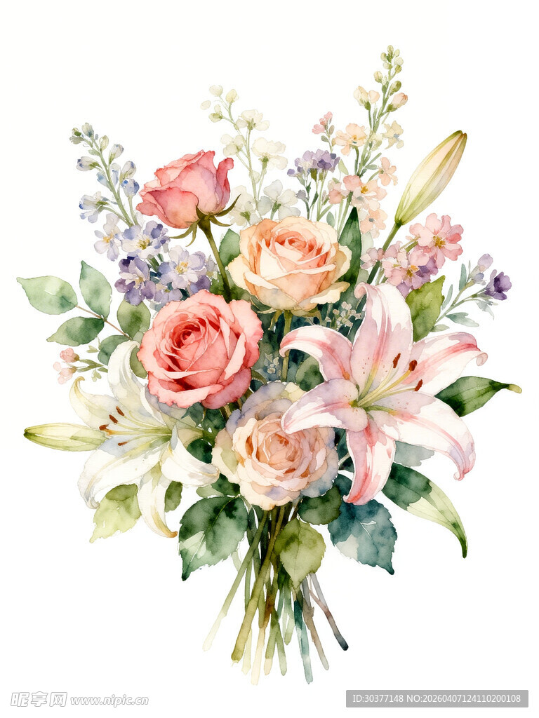 手绘清新花卉花束