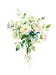 手绘清新白色花卉花束