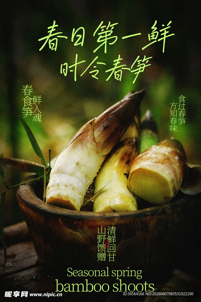 时令春笋新鲜美食海报