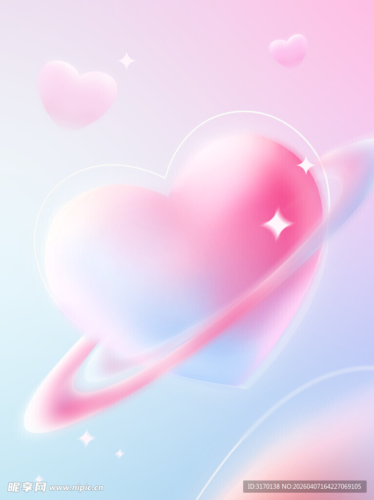 情人节梦幻心形星球浪漫场景背景