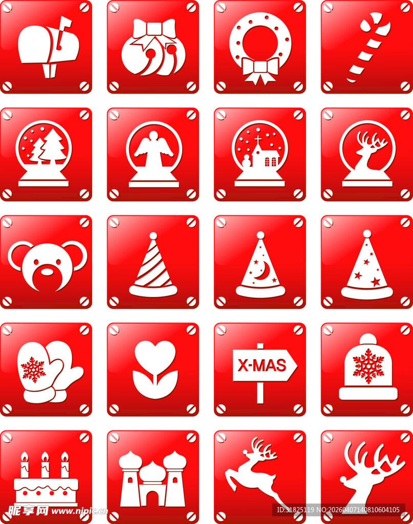 红色圣诞图标集合