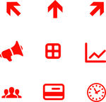 红色商务办公图标集合