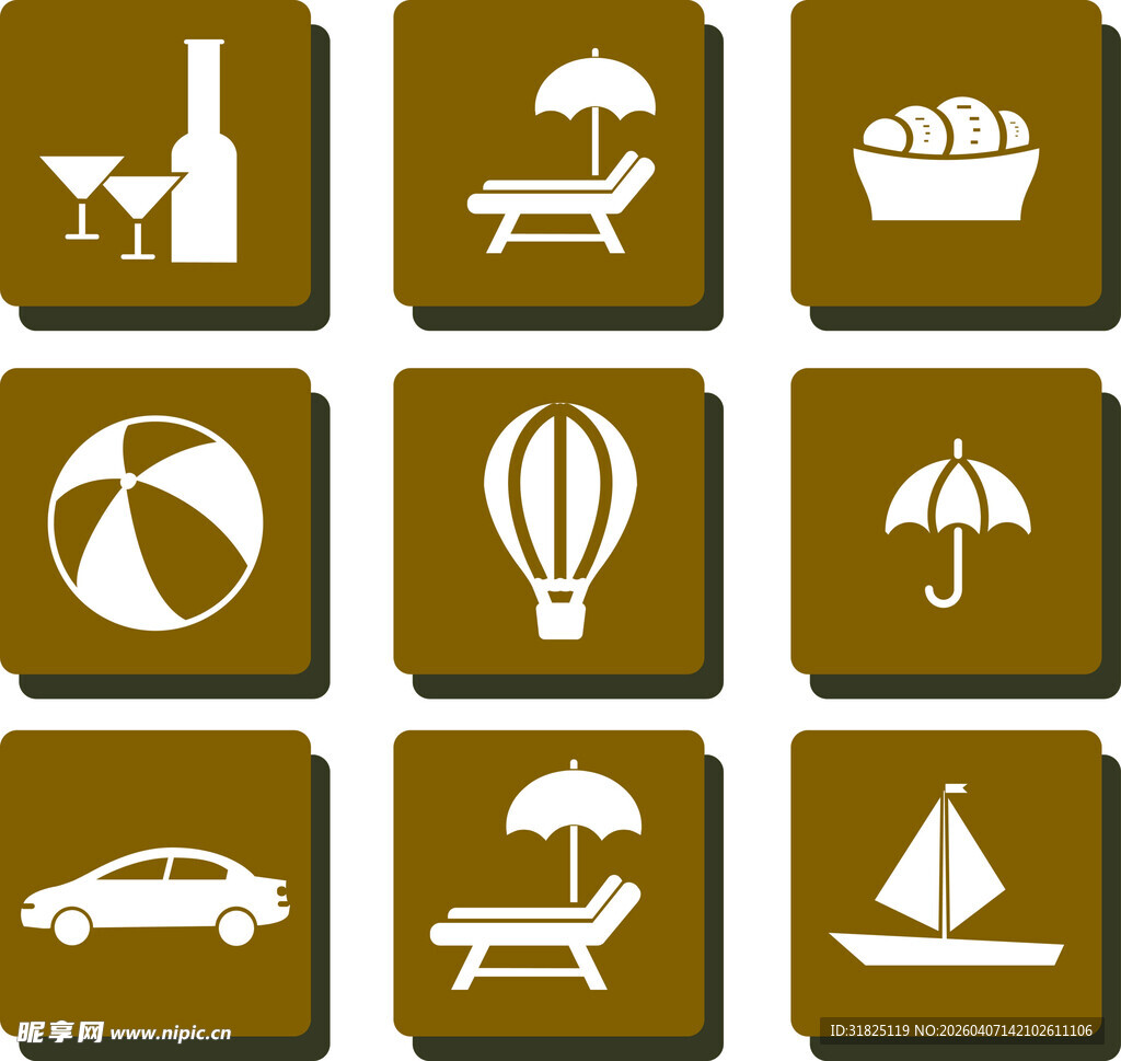 度假休闲图标集合