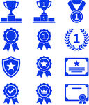 各类蓝色荣誉奖励图标