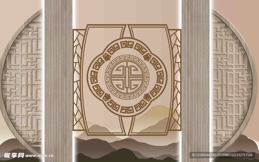 中式古典门窗装饰图案