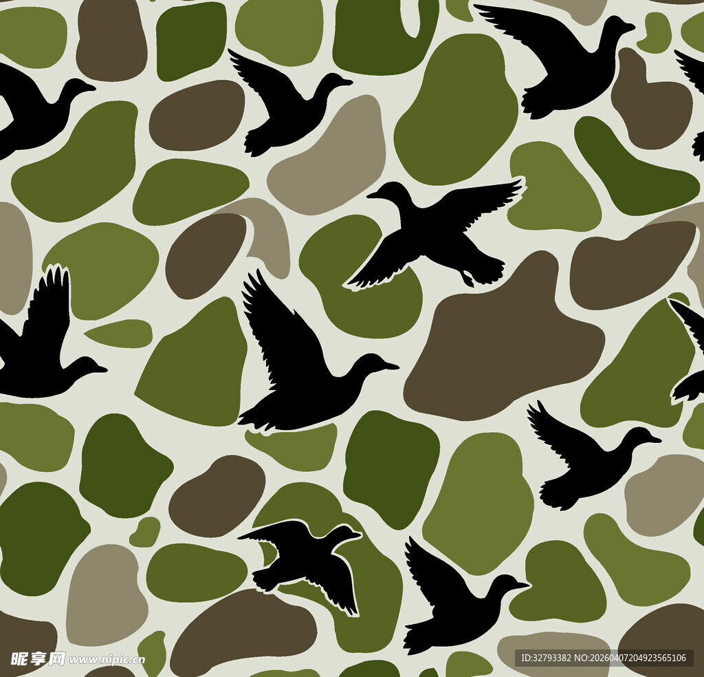 迷彩图案中的飞鸟元素