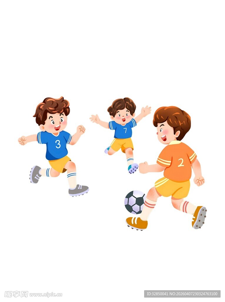 儿童快乐踢足球场景