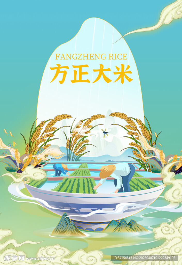 优质稻米的田园风光