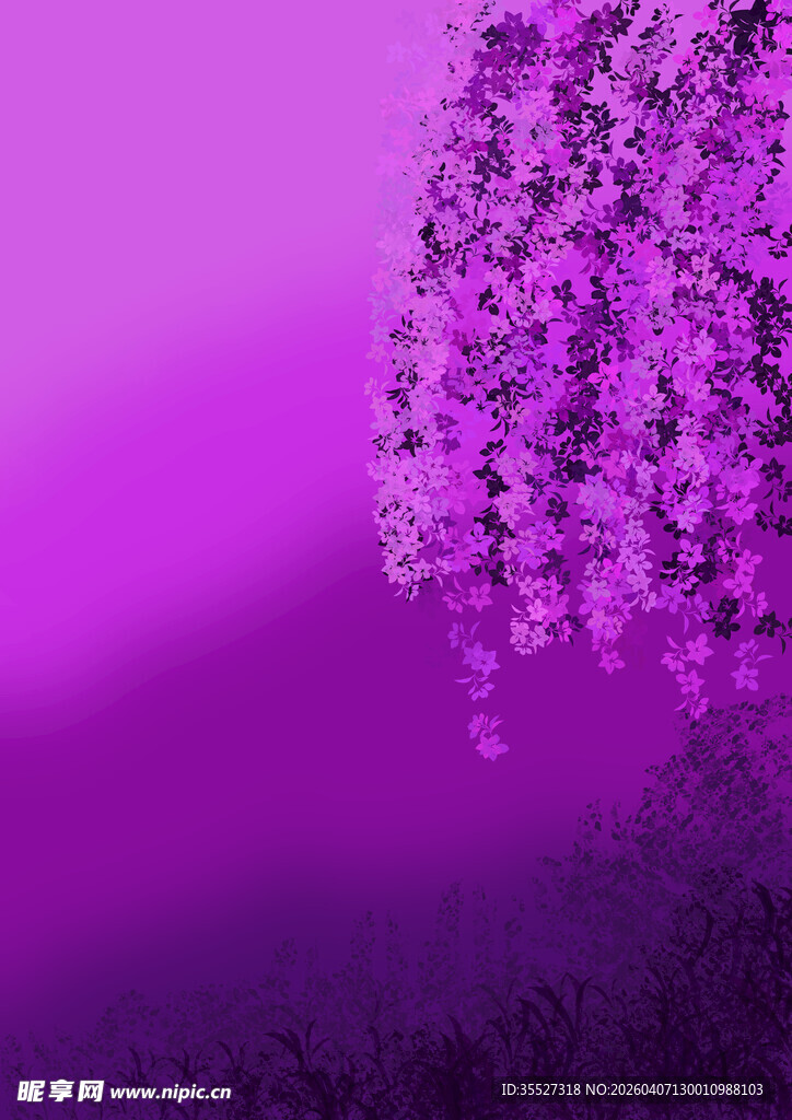 梦幻紫色垂挂花卉景观
