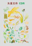 稻穗花纹矢量植物插画图案