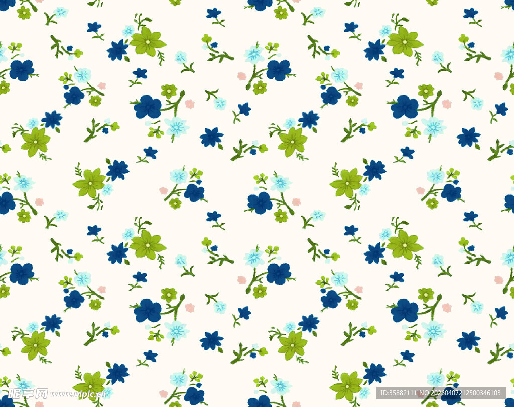 蓝绿小花图案背景