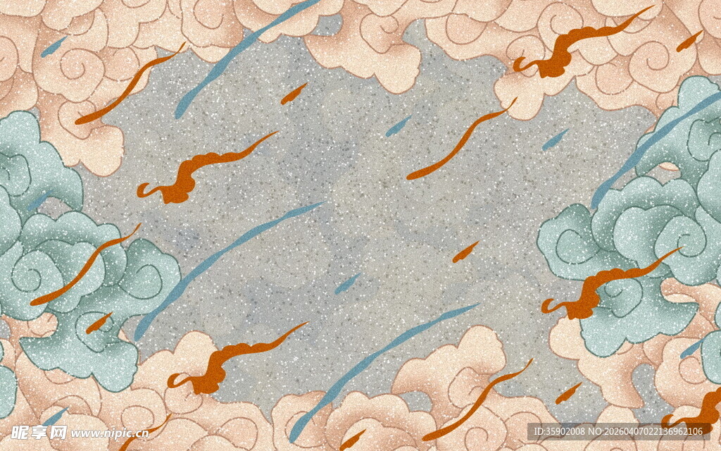 中式祥瑞锦鲤云海图案