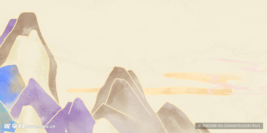 水墨风格山峦风景图