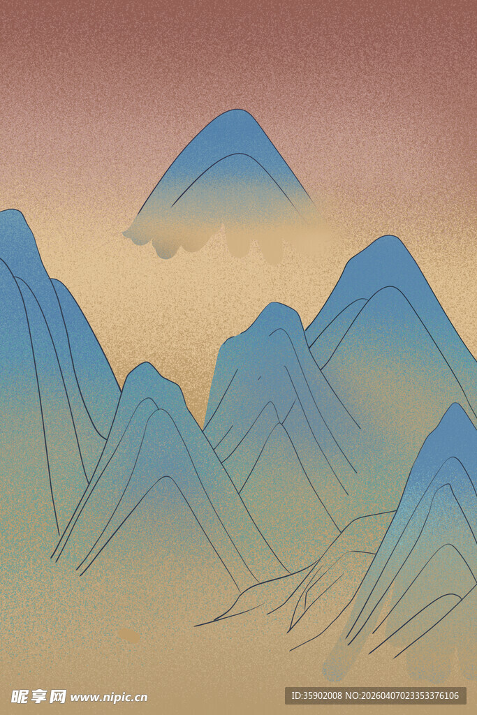 水墨风格远山风景图