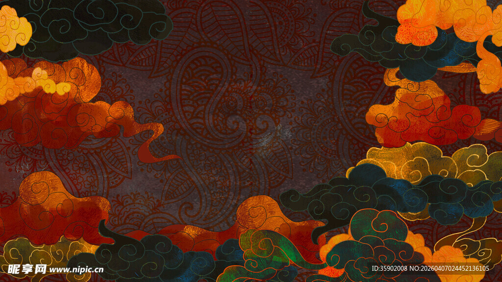 秋日绚烂云彩风景图