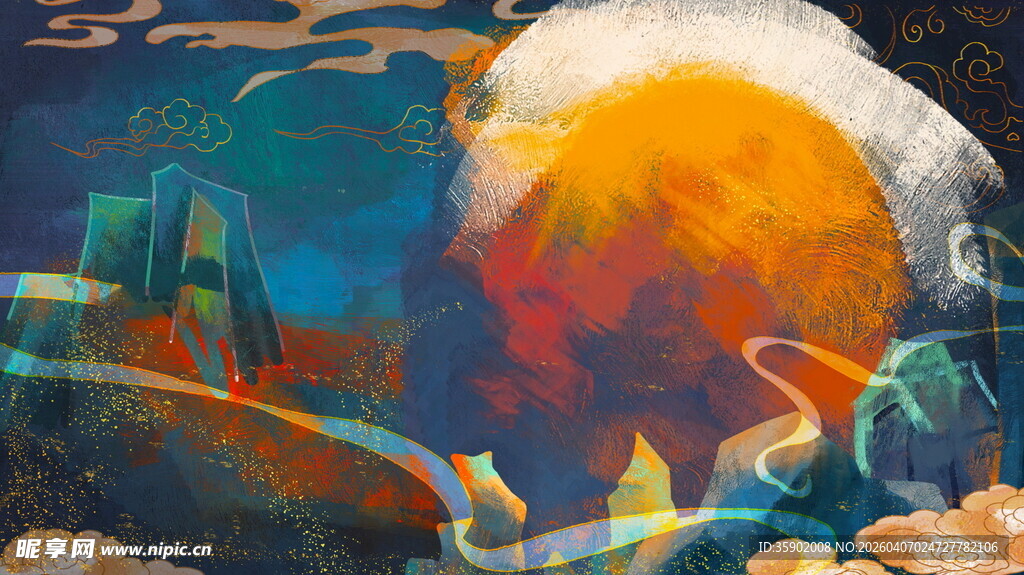 梦幻色彩的抽象艺术画面