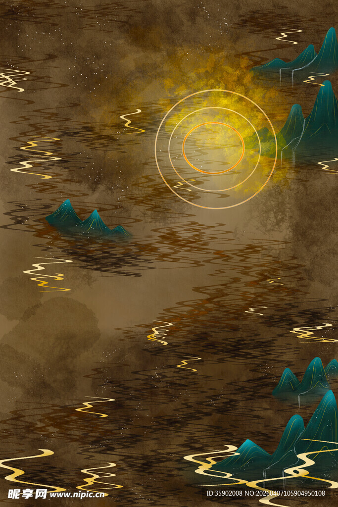 奇幻金色光芒景观画面