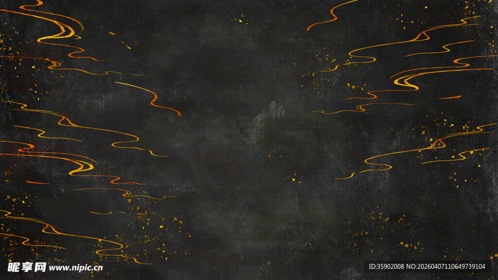 黑色背景上的金色线条纹理