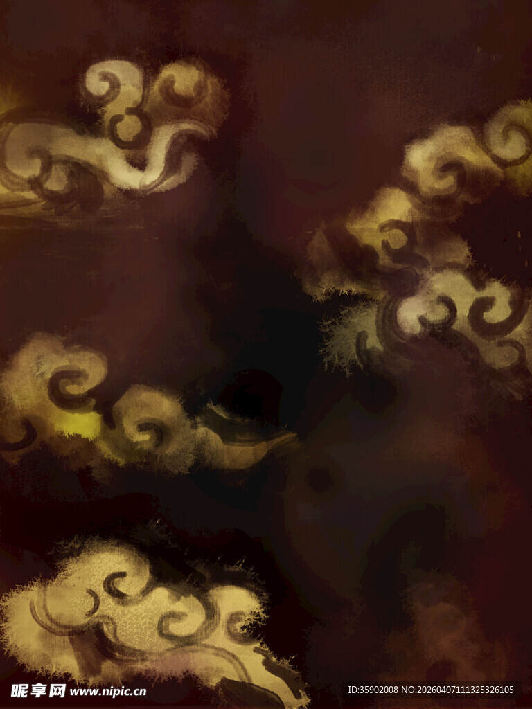 中式古典金色云纹图案