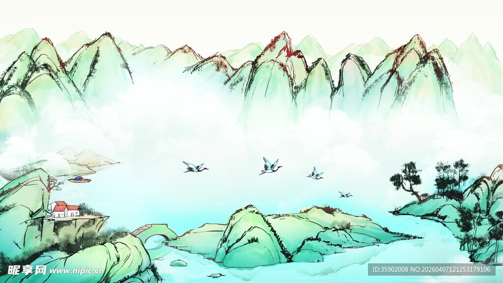 水墨山水风景图