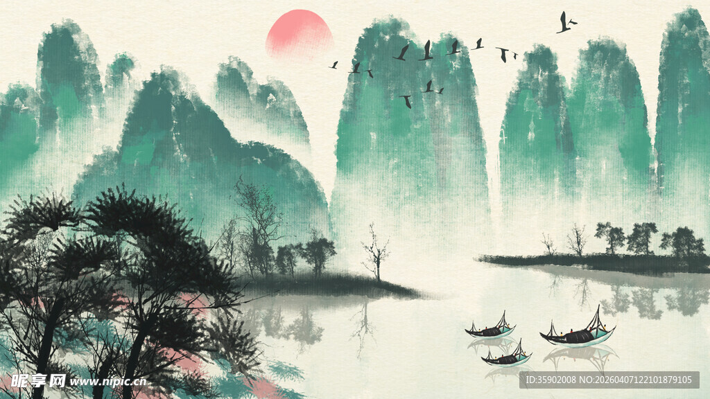 水墨山水间的诗意风光