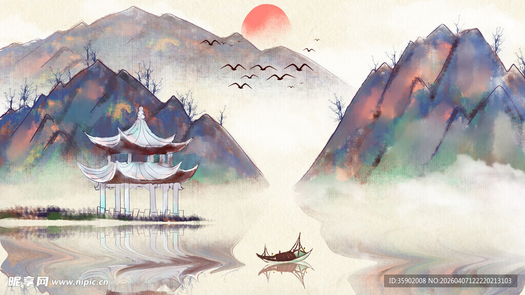 水墨山水间的诗意景致