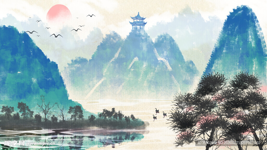 水墨山水风景图