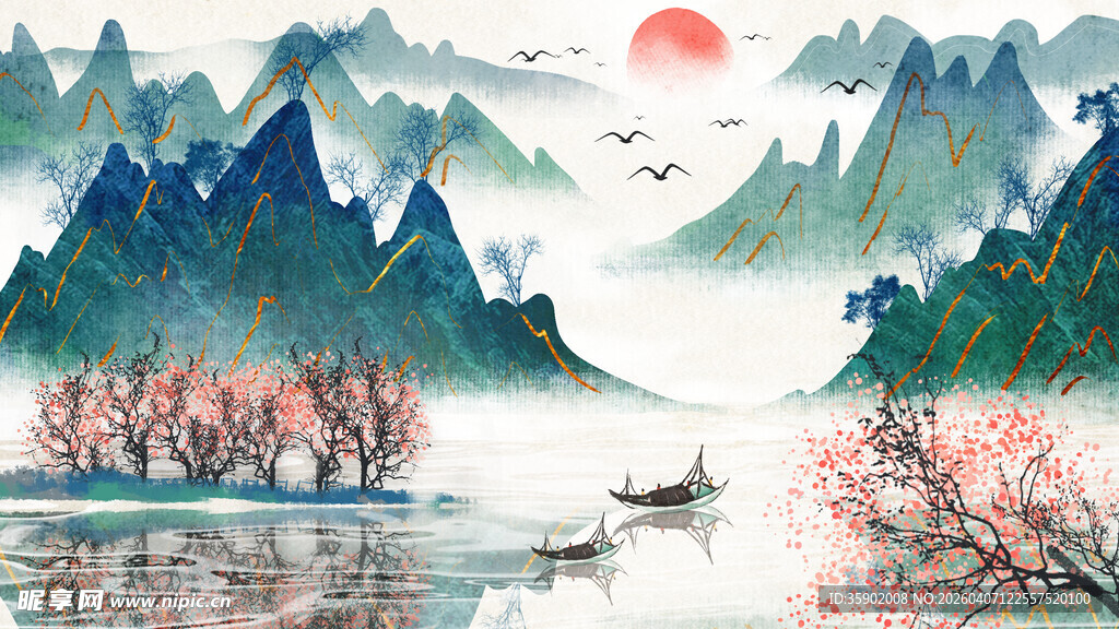 水墨山水间的诗意风光