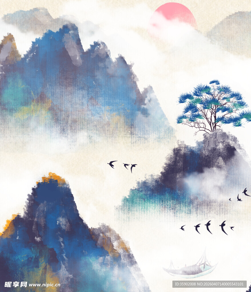 水墨山水间的诗意景致