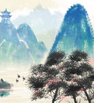 水墨山水间古韵悠然景