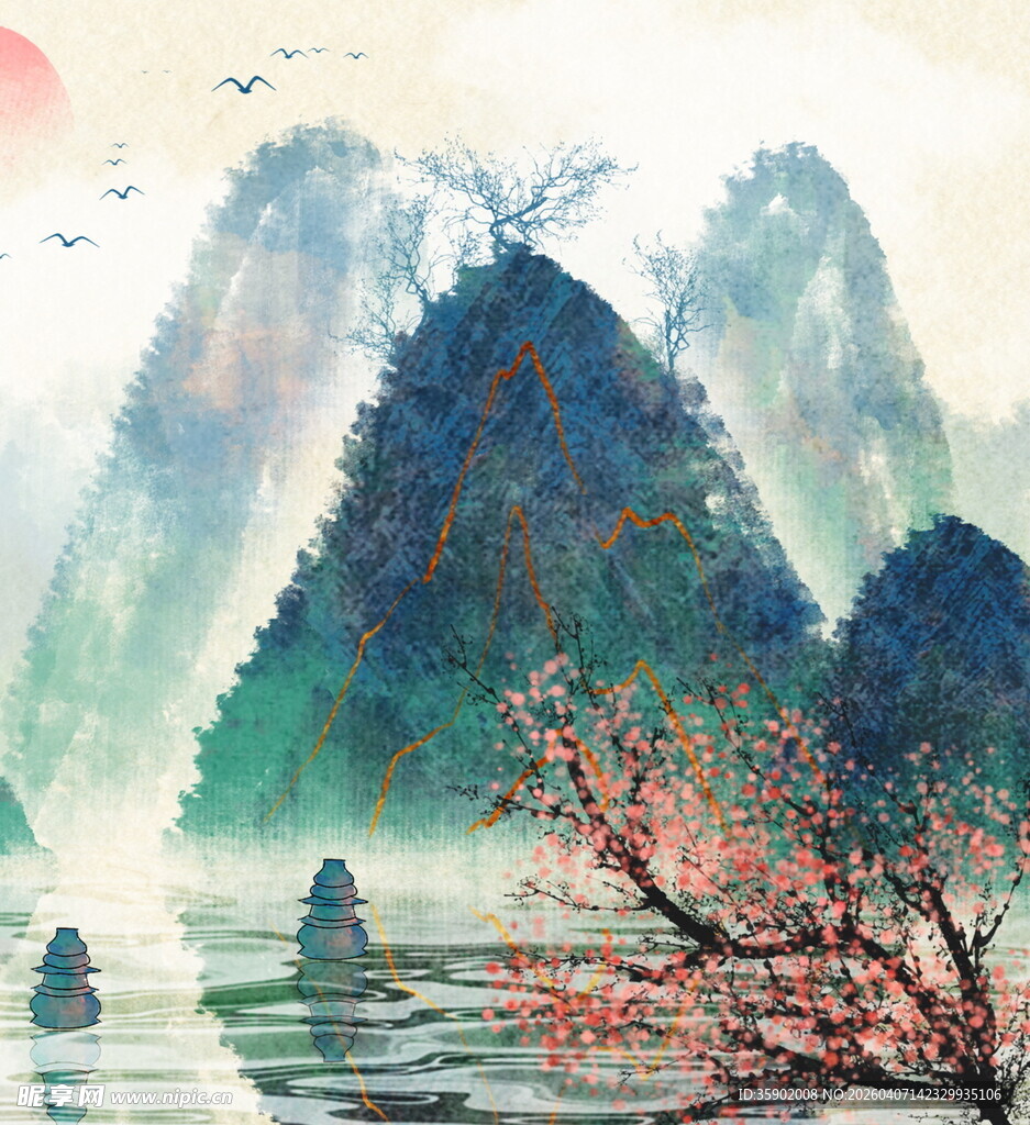 水墨山水间的诗意景致