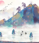 水墨山水间的诗意景致