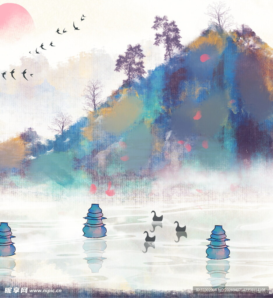 水墨山水间的诗意景致