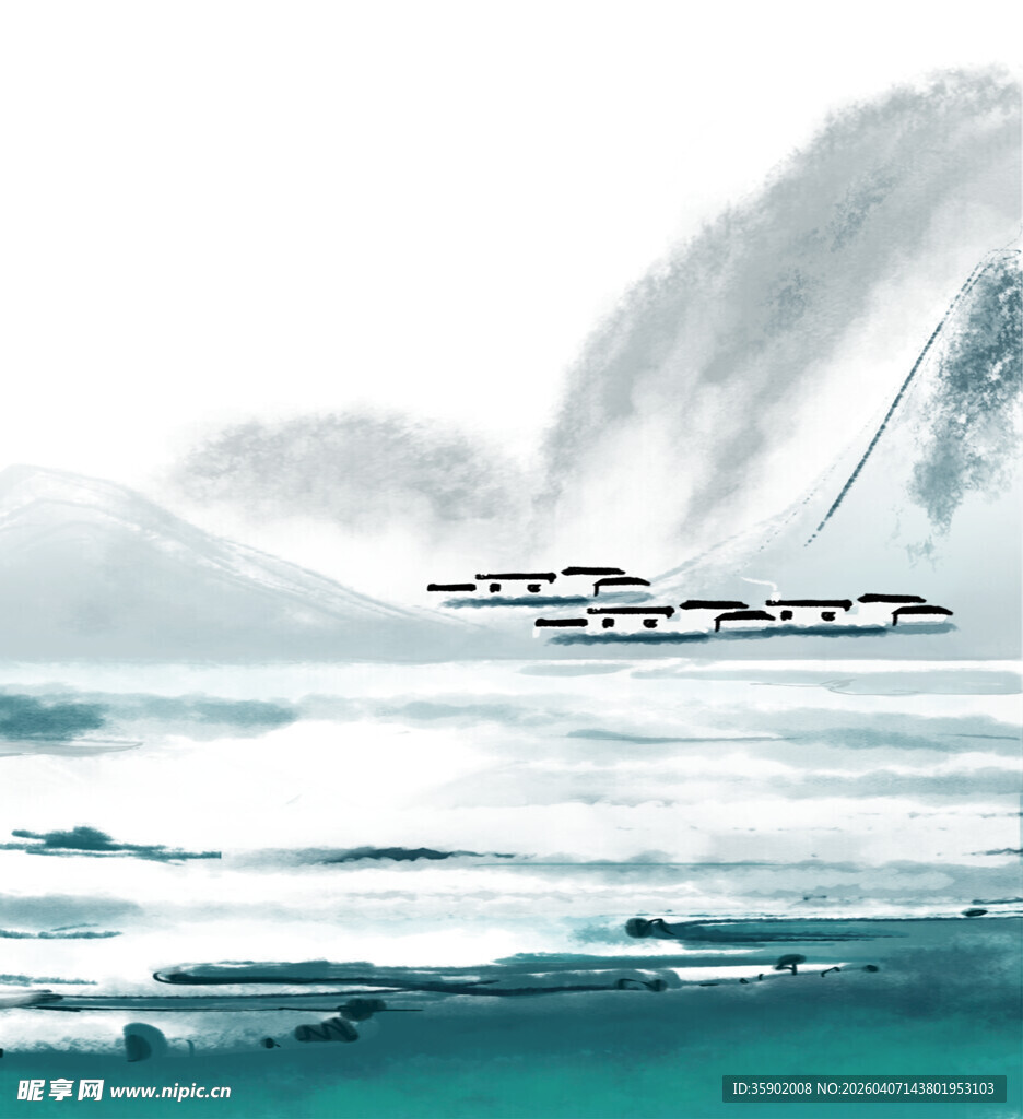 水墨山水间的宁静景致