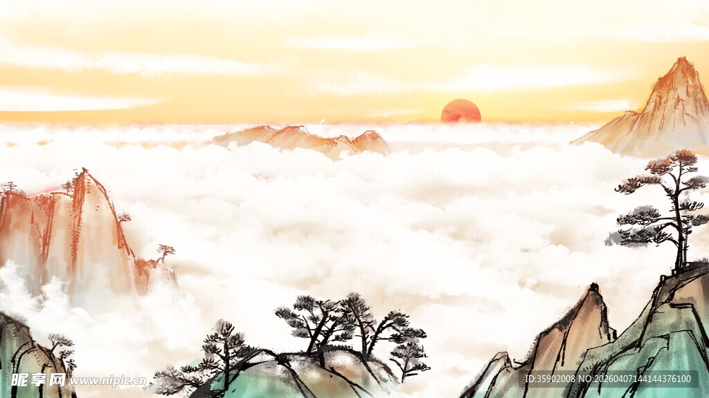 水墨山水间的壮美景色