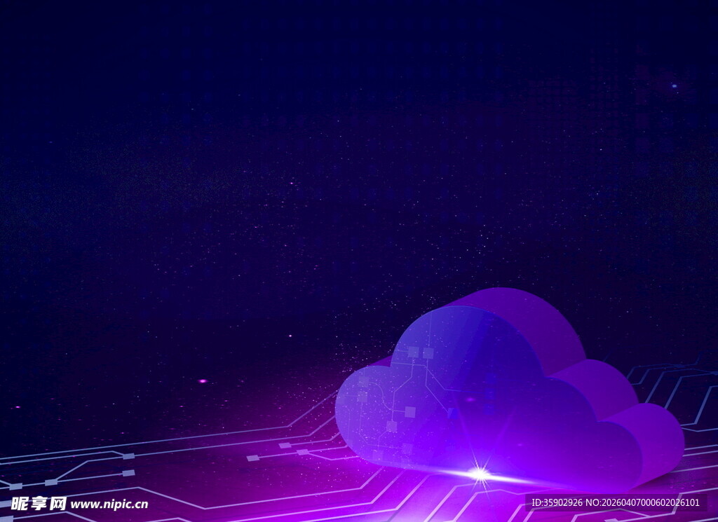 梦幻紫色云朵科技场景