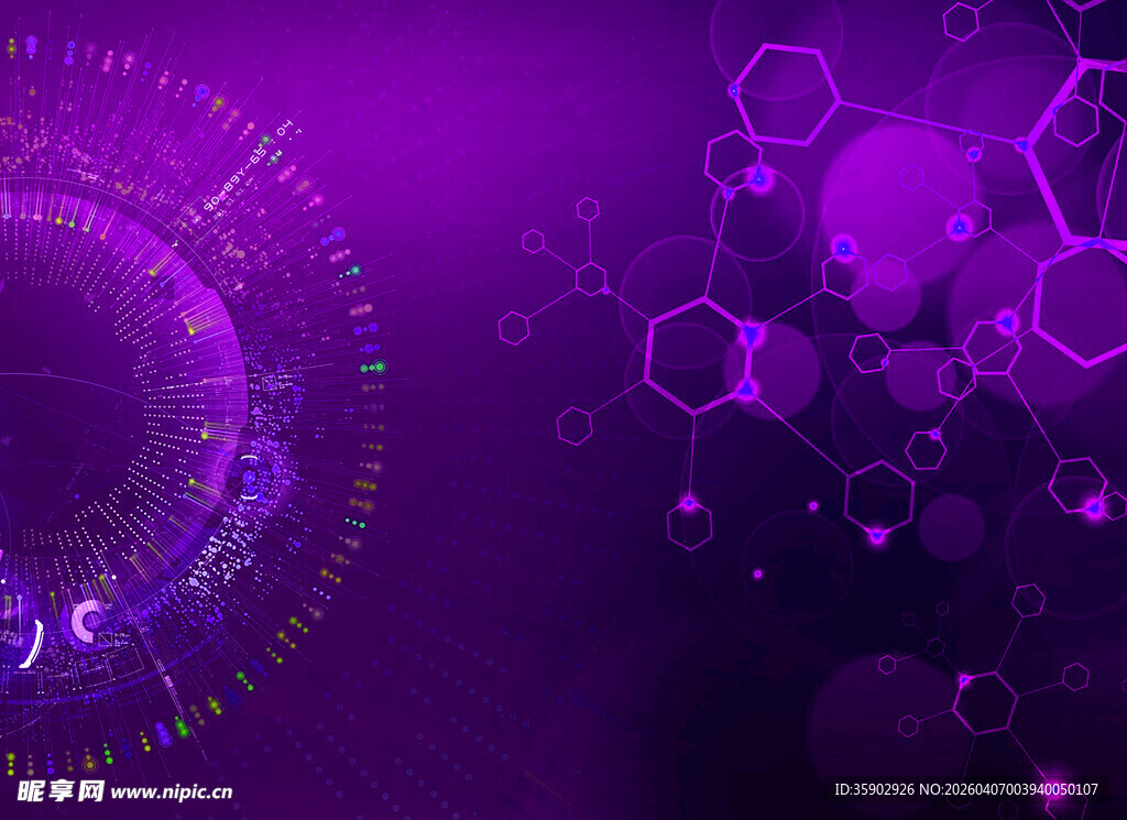 紫色科技风几何图案背景