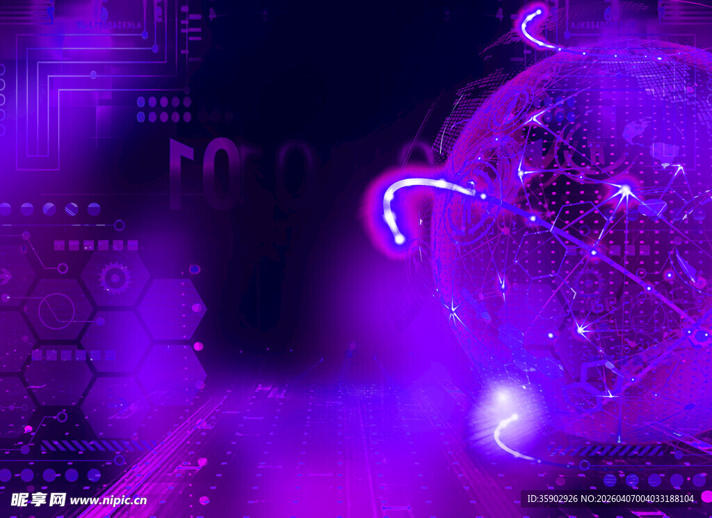 梦幻紫色光影科技场景