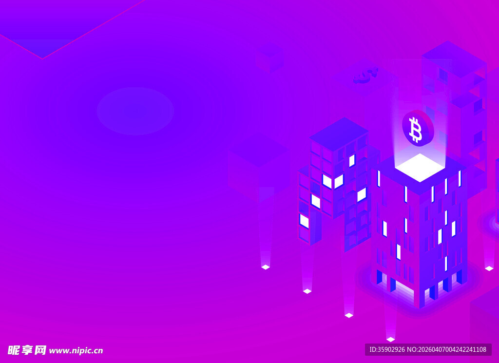 梦幻紫色立体建筑场景