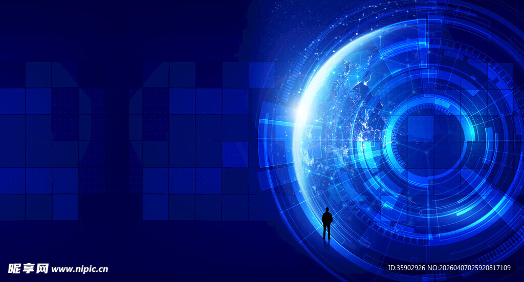科技感蓝色未来空间场景