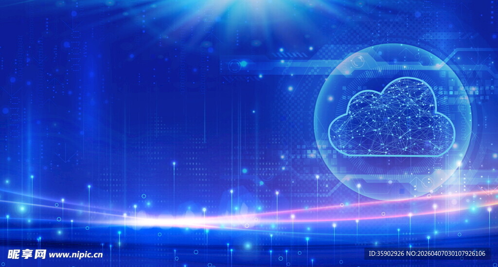 科技感蓝色云端背景图