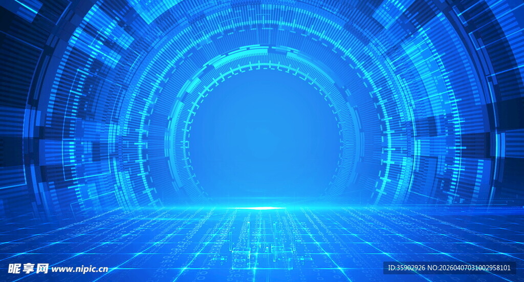 科技感蓝色环形数字背景