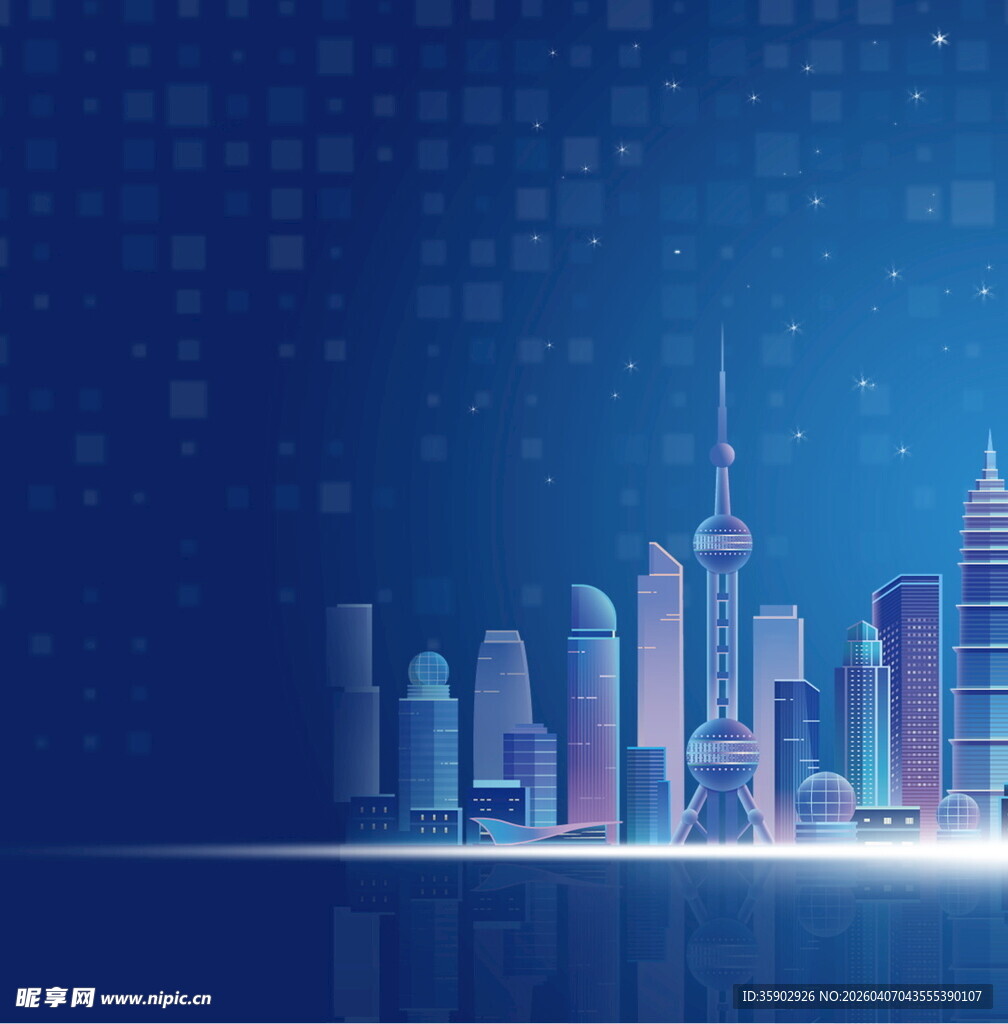 未来都市夜景科技感建筑