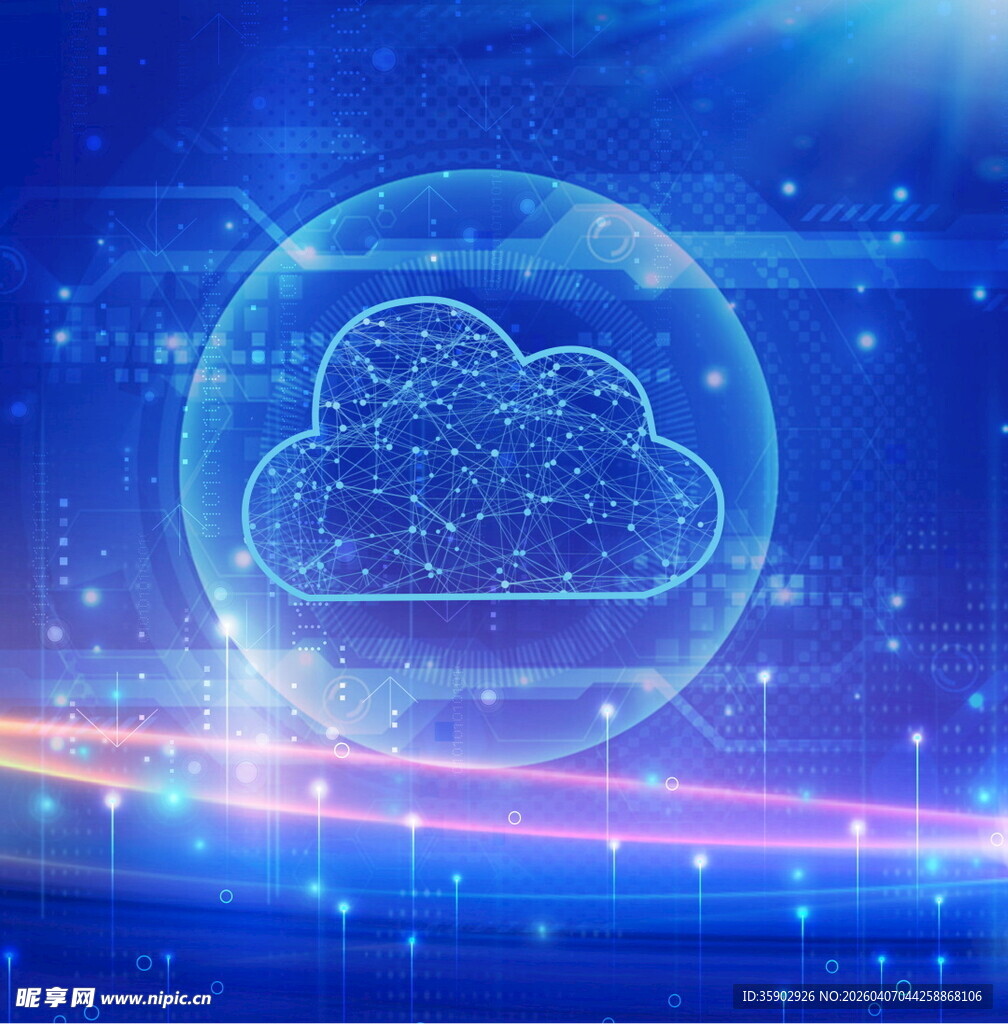 科技感的云端数据概念图