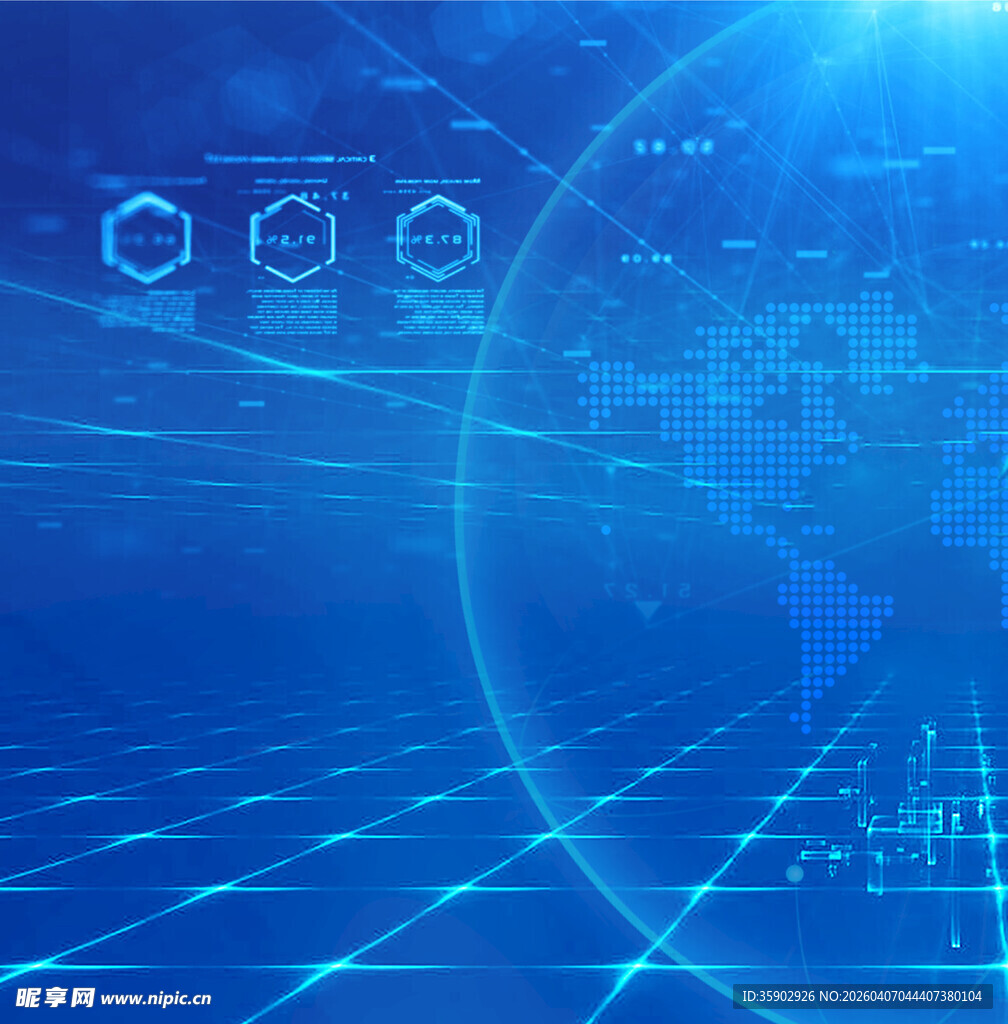 科技感蓝色数字虚拟背景图